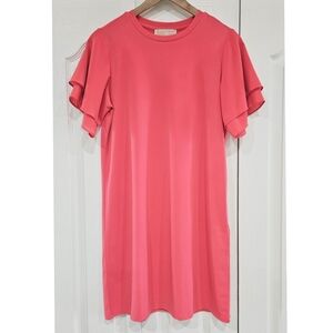 MICHAEL KORS Coral Flowy Non-Fitted Stretch Shirt Dress Size Small